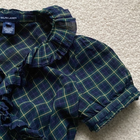 Ralph Lauren plaid dress wrap Christmas holidays‎ party navy ruffles - Picture 3 of 5